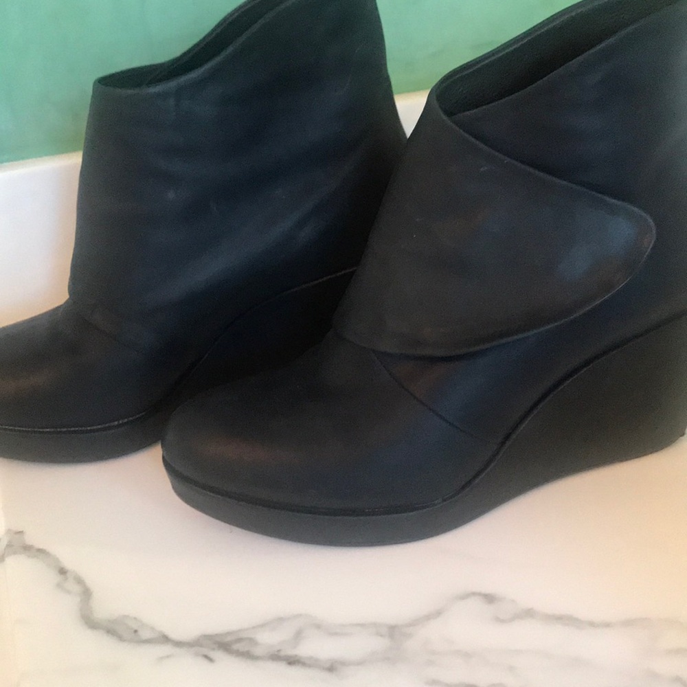 Black leather ankle boots